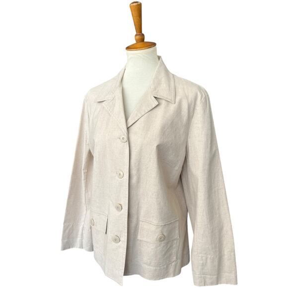 NWT Vintage Light Academia Preppy Requirements Linen Blend Blazer Size Large - Picture 3 of 7